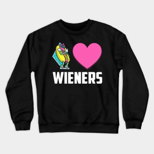 Funny Hot Dog Design - I Love Wieners Heart BBQ LGBT Gay Crewneck Sweatshirt